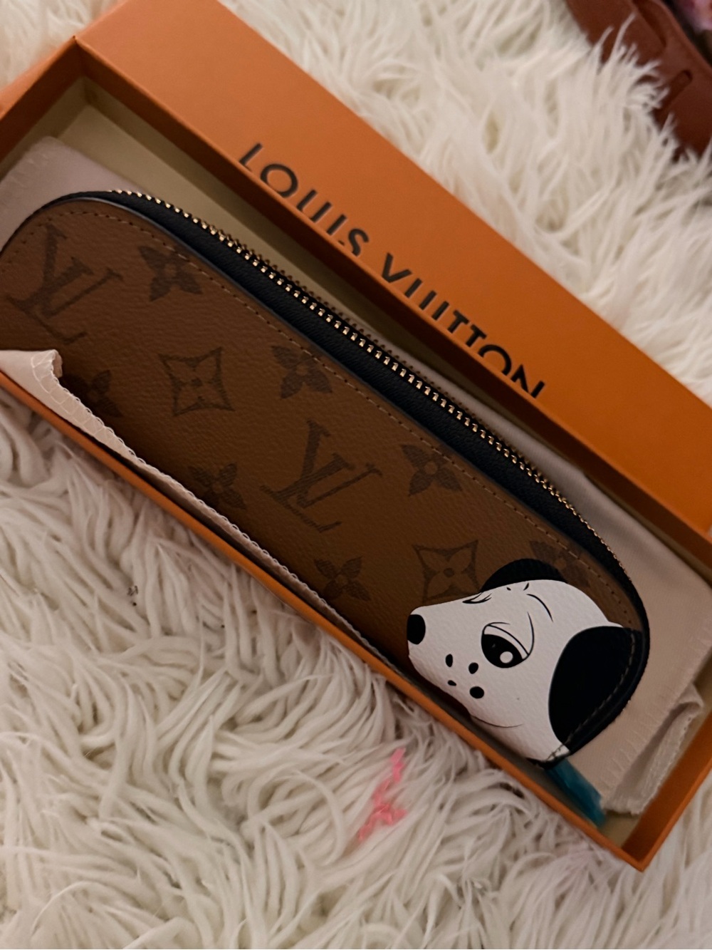 Louis Vuitton Brown Monogram Canvas Eyeglass or Sunglass Holder with Dog Motif